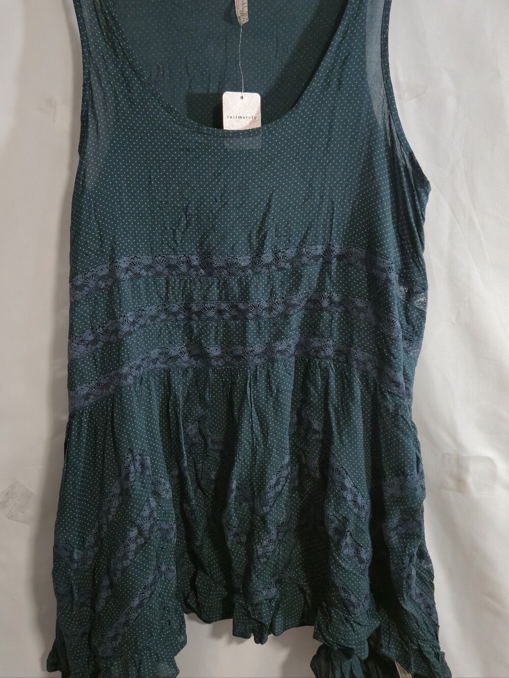 Free People Dark Teal Polka Dot Scoop Neck Tunic Tank - Picture 7 of 9